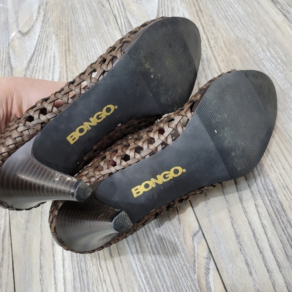 Bongo Woven Leather Heels Size 6.5 Brown - Picture 6 of 10
